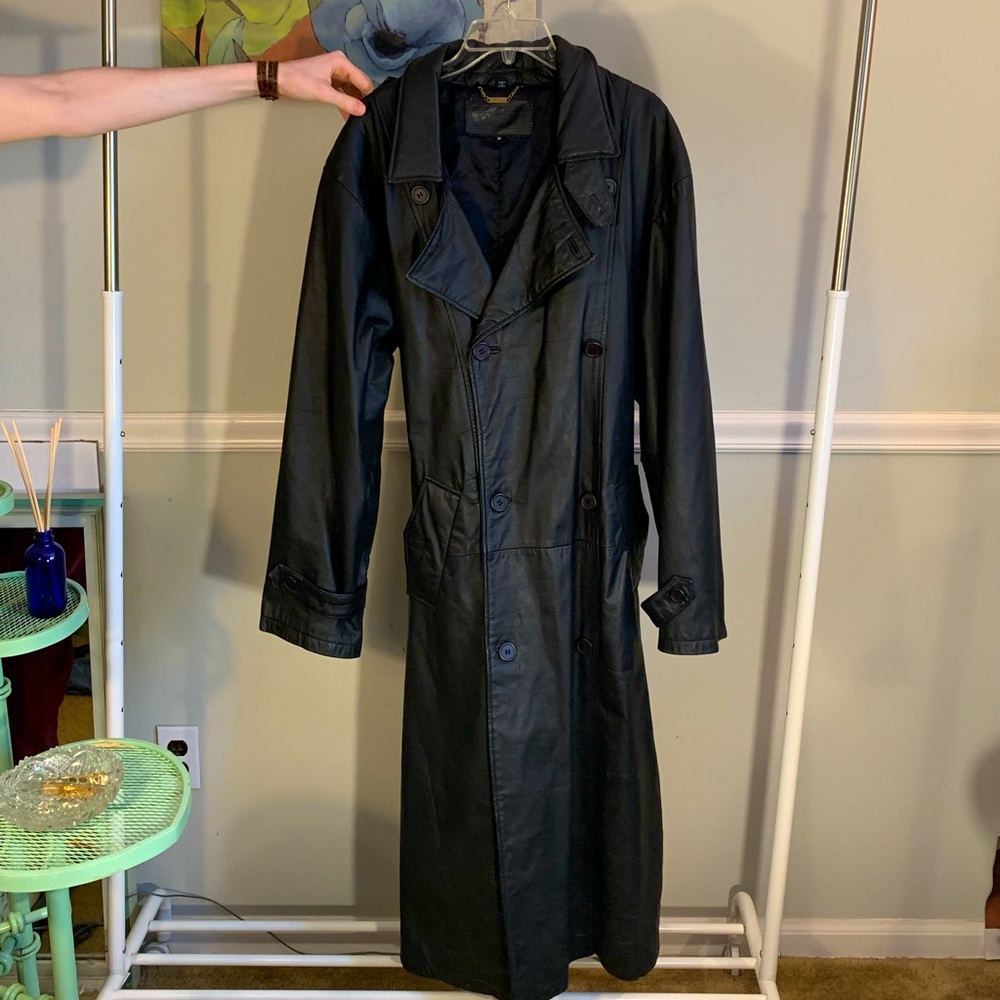 Torriani full length leather trench coat